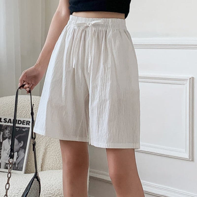 Short en coton pour femme - Taille élastiquée - Classique et confortable