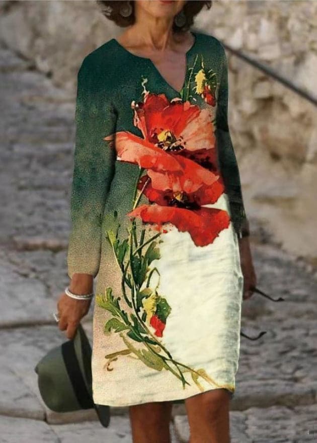 Louise - Élégante robe en coton à motif