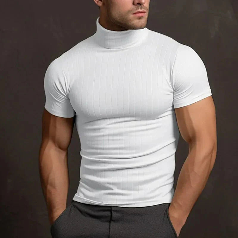 T-shirt Col Roulé Homme - Manches Courtes - Ajusté et Confortable - Style Élégant