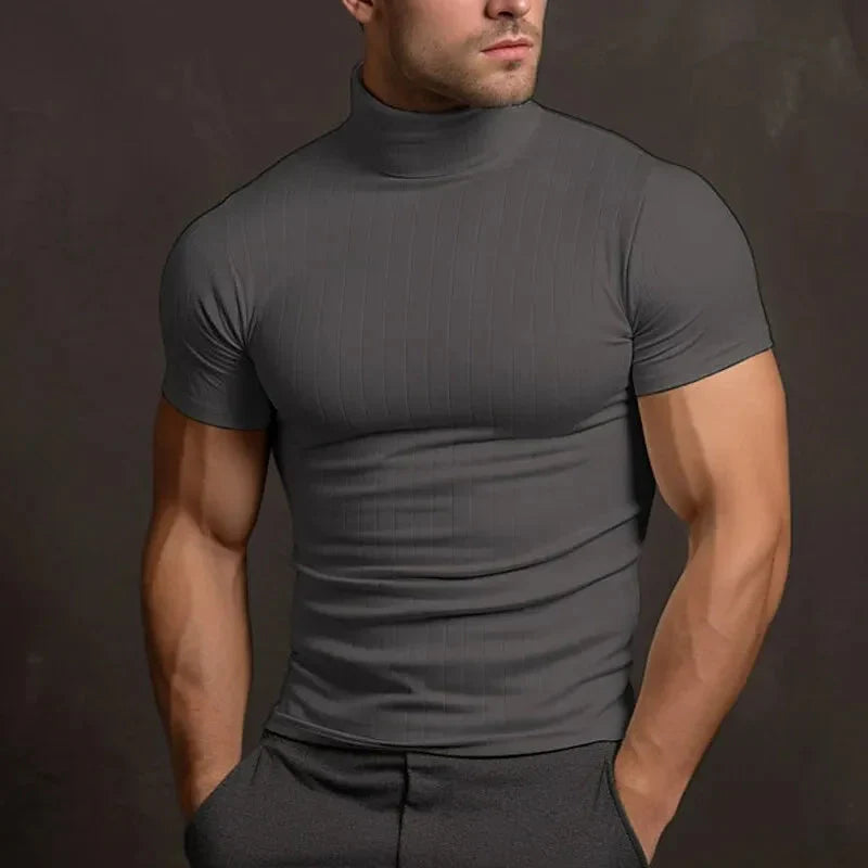 T-shirt Col Roulé Homme - Manches Courtes - Ajusté et Confortable - Style Élégant