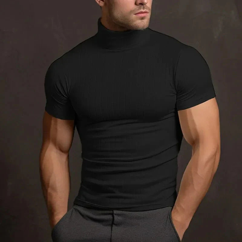 T-shirt Col Roulé Homme - Manches Courtes - Ajusté et Confortable - Style Élégant