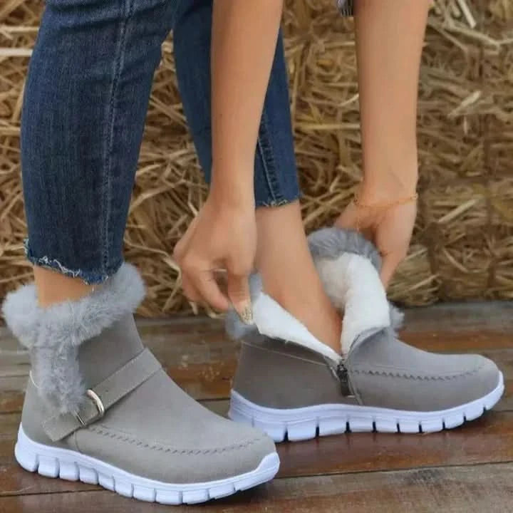 Bottes Femme – Doublure Chaude en Fausse Fourrure – Suédées – Semelle Antidérapante – Zip Latéral