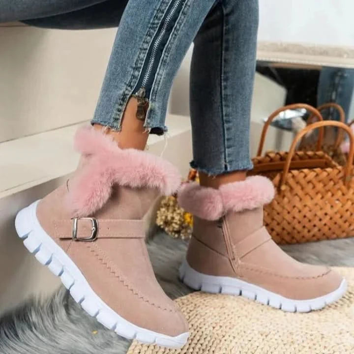 Bottes Femme – Doublure Chaude en Fausse Fourrure – Suédées – Semelle Antidérapante – Zip Latéral
