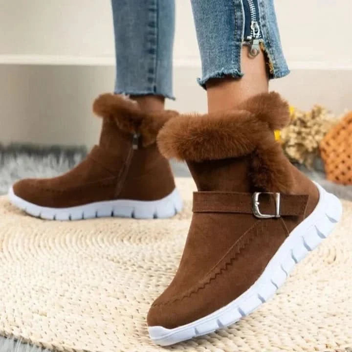 Bottes Femme – Doublure Chaude en Fausse Fourrure – Suédées – Semelle Antidérapante – Zip Latéral
