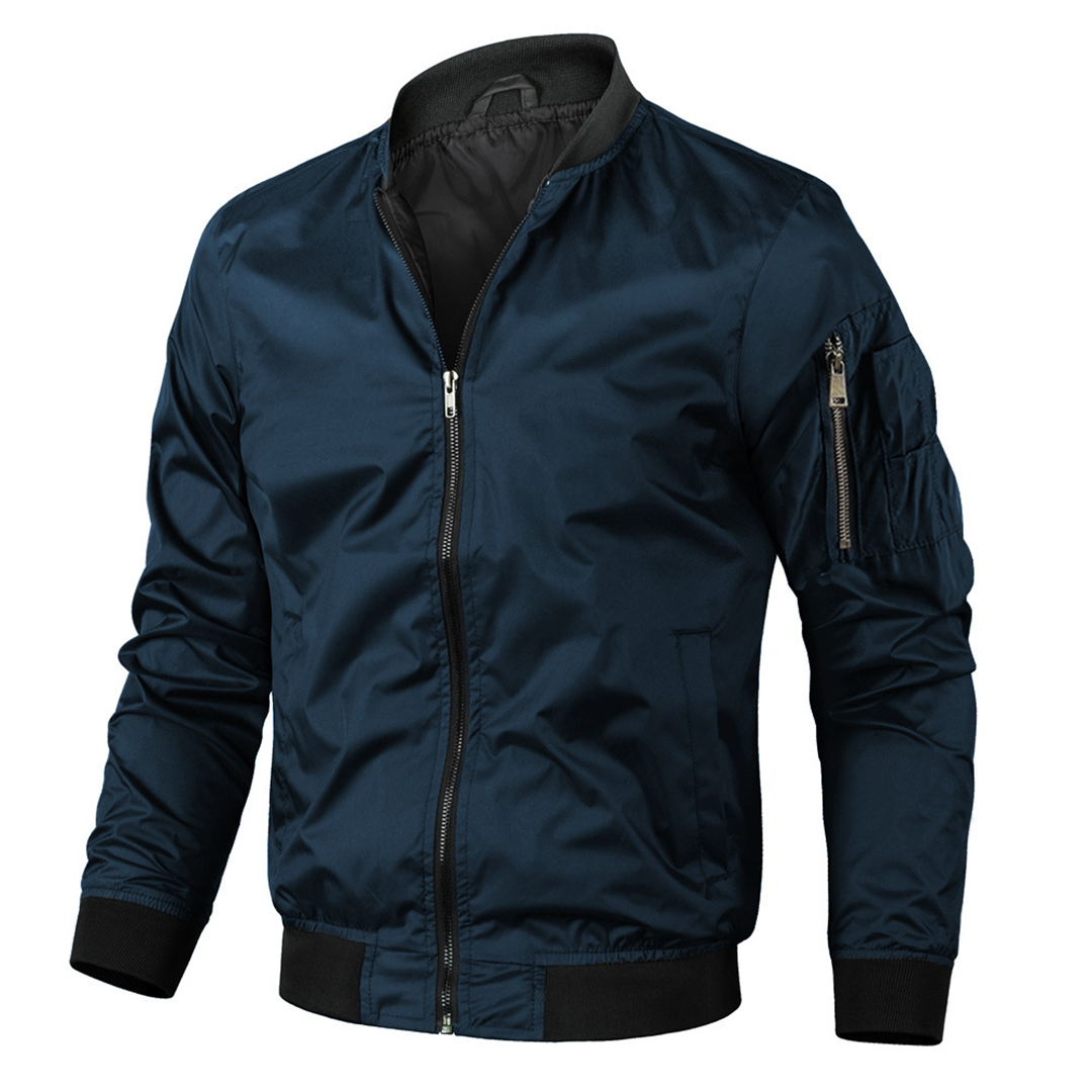 Blouson bomber homme – Coupe régulière – Tissu léger – Finition côtelée