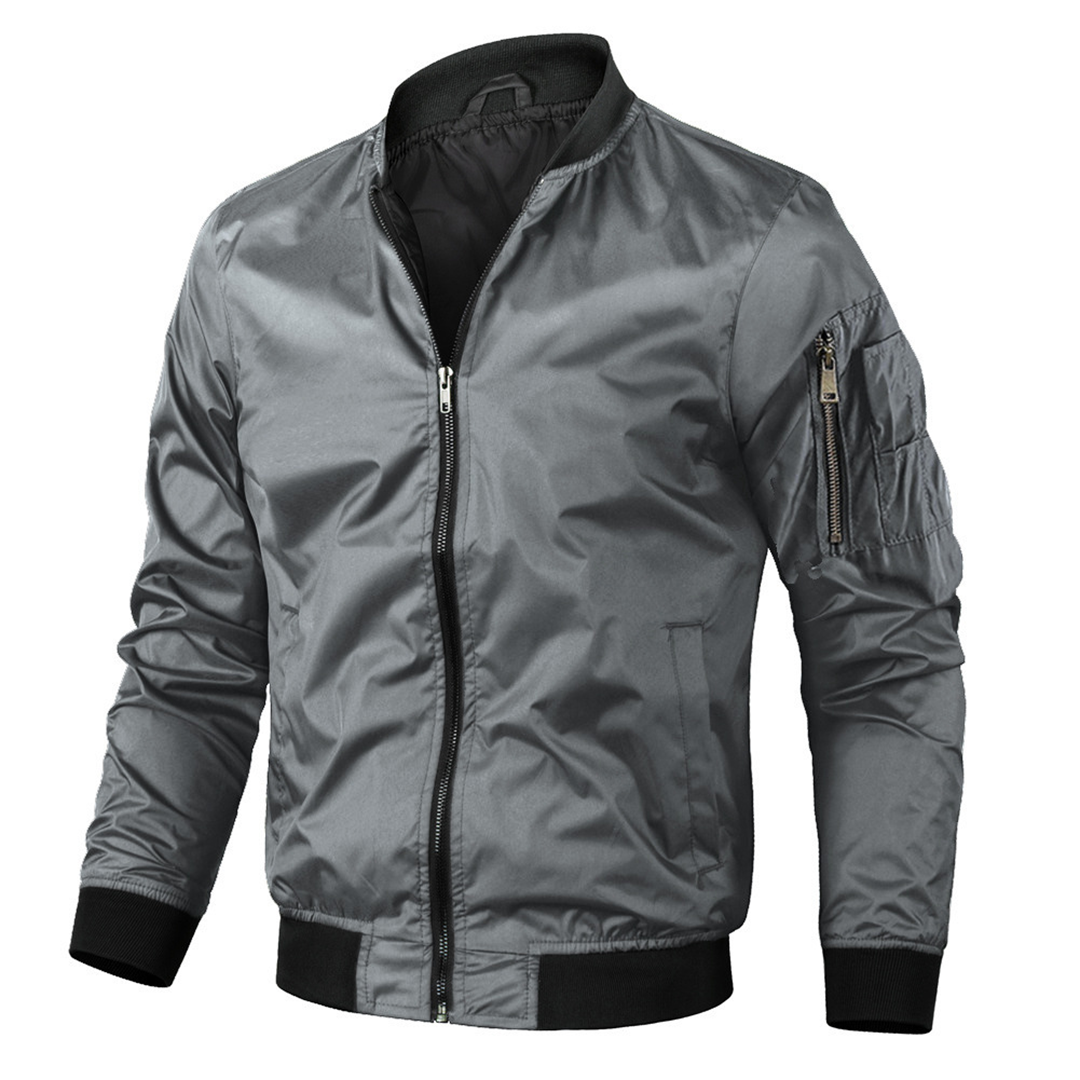 Blouson bomber homme – Coupe régulière – Tissu léger – Finition côtelée