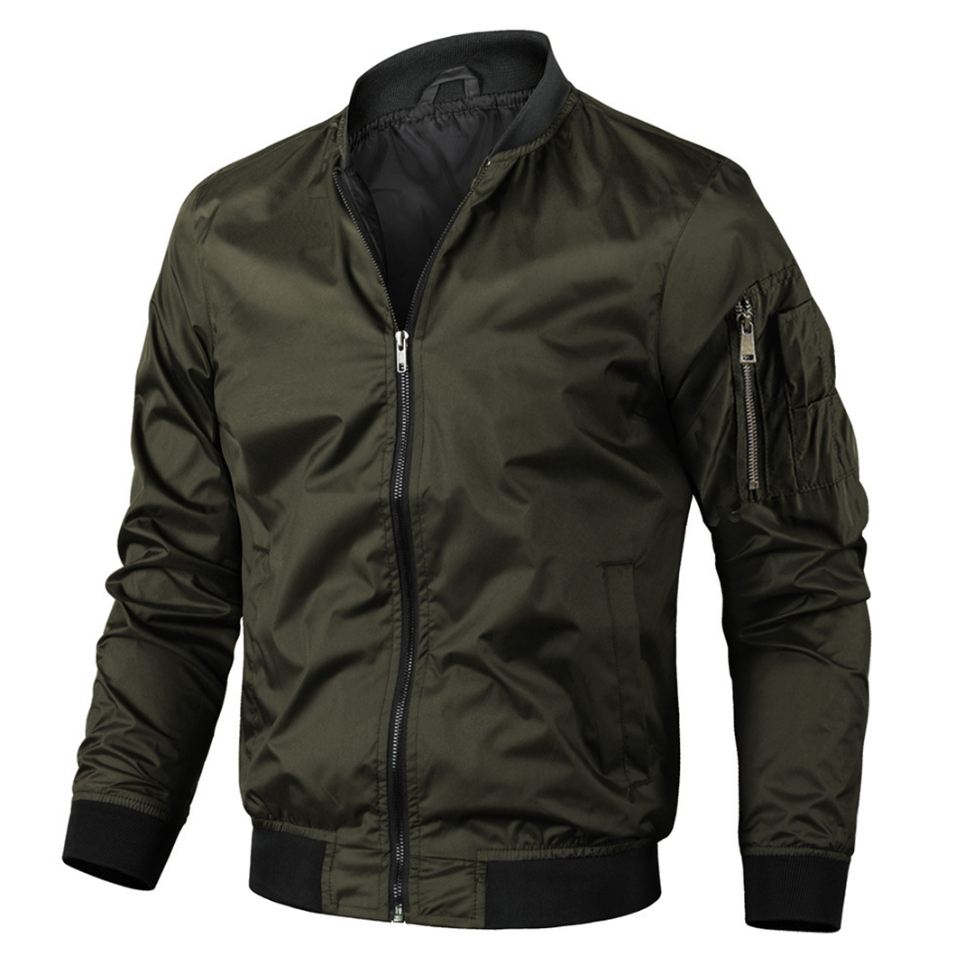 Blouson bomber homme – Coupe régulière – Tissu léger – Finition côtelée