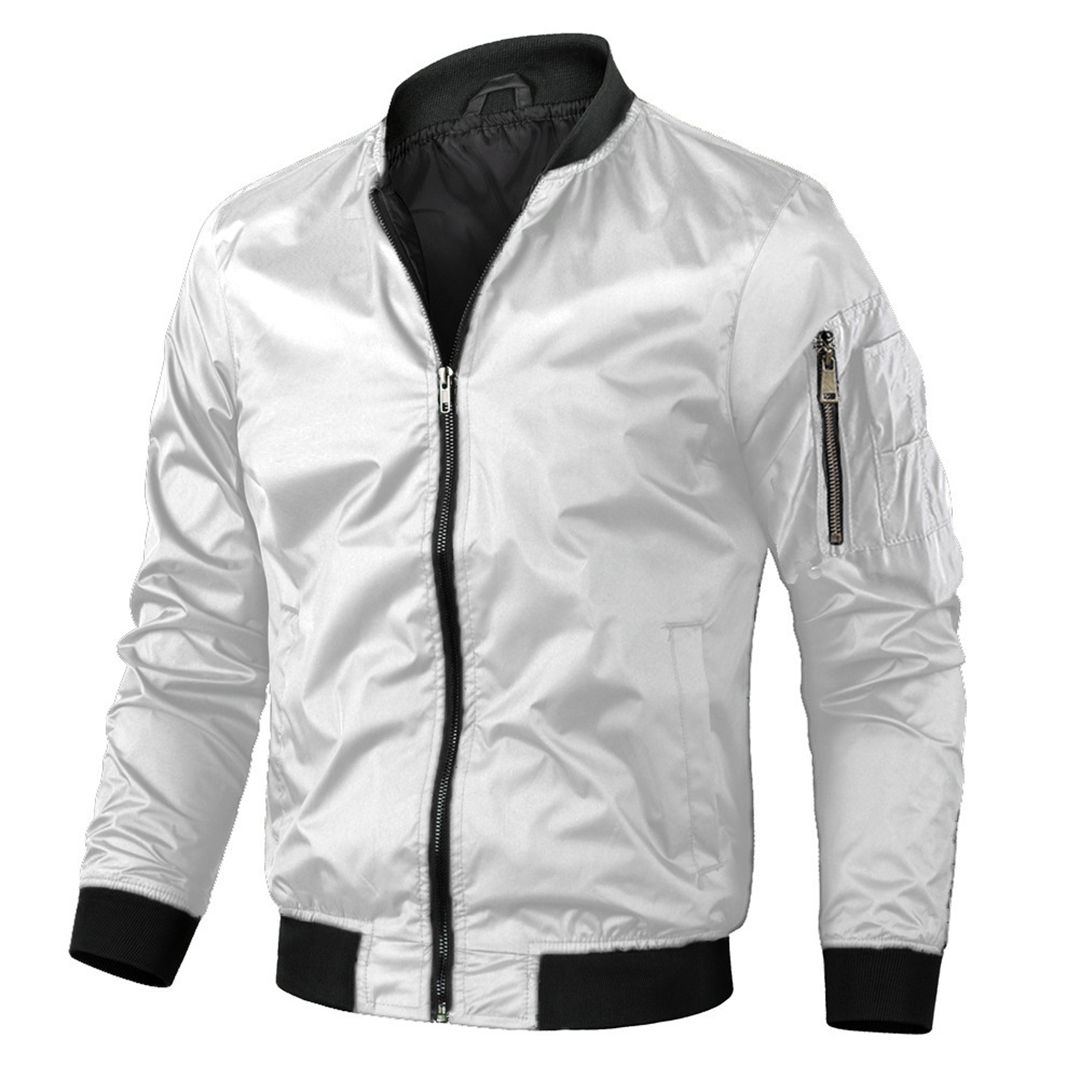 Blouson bomber homme – Coupe régulière – Tissu léger – Finition côtelée