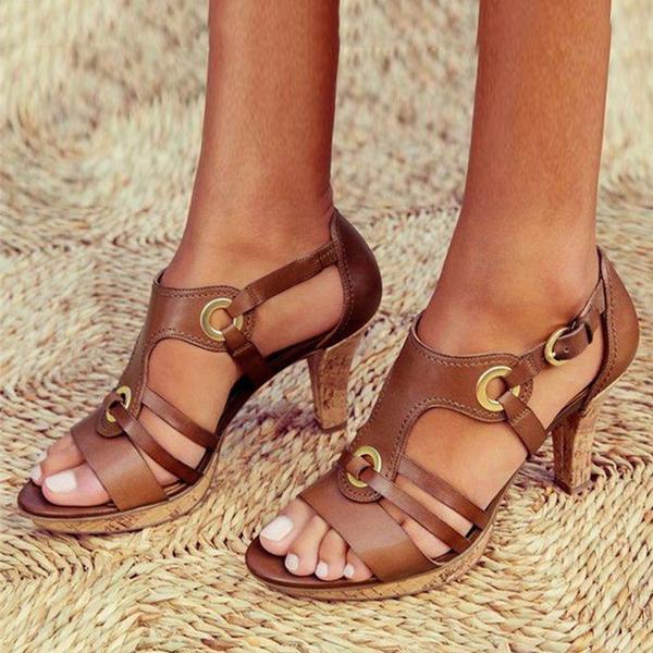 Sandales À Talons Femme – Design À Brides – Boucles Métalliques – Bout Ouvert élégant