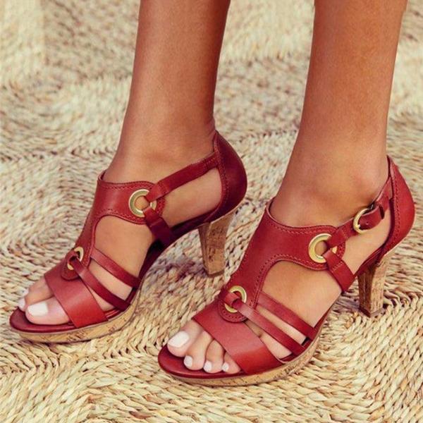 Sandales À Talons Femme – Design À Brides – Boucles Métalliques – Bout Ouvert élégant