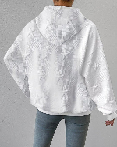 Sweat à capuche femme – Maille douce – Coupe oversize – Motif étoile en relief