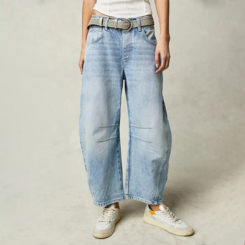 Jean femme large – Coupe décontractée – Longueur cheville – Denim respirant – Usage quotidien