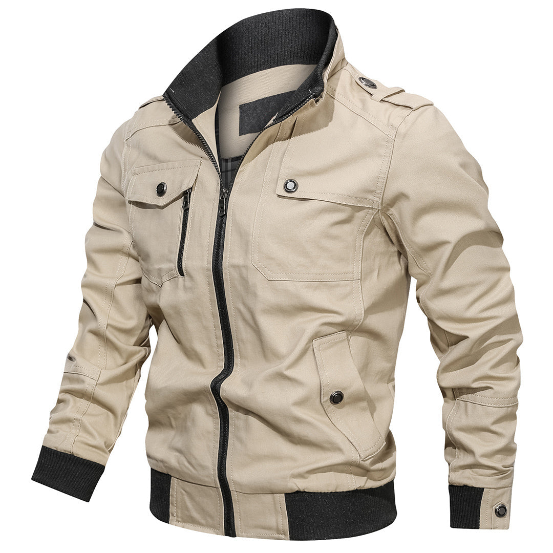 Blouson Homme – Coupe Régulière – Coton – Finition Côtelée – Épaules à Patte
