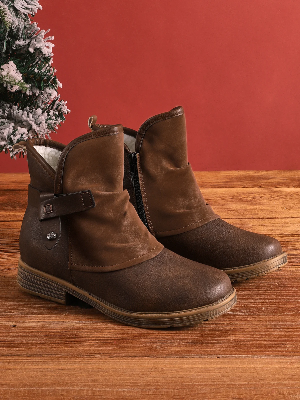 Bottes Femme - Bout Rond - Talon Bas Confortable - Style Décontracté Chic