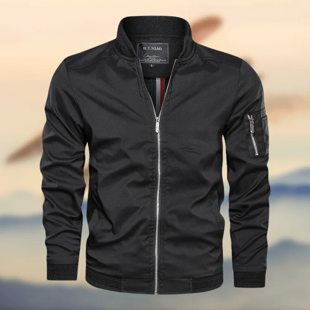 Blouson homme – Coupe droite – Col côtelé – Fermeture zippée – Style décontracté