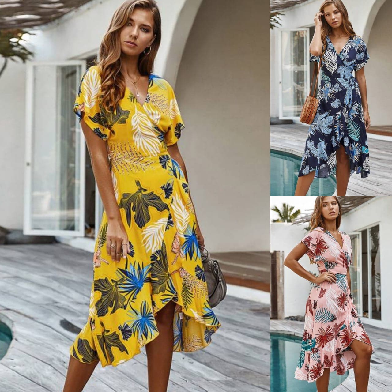 Maaike - Robe d'été élégante à motif feuilles