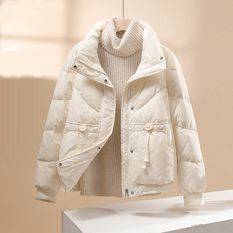Veste matelassée femme – Coupe décontractée – Court – Col montant – Poches à rabat