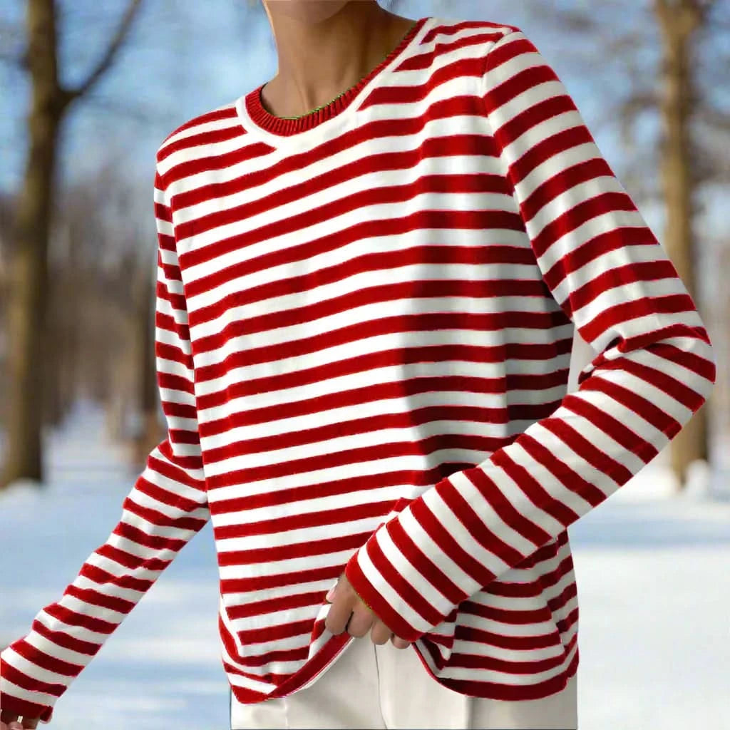 Haut rayé chic, confortable et classique pour femme