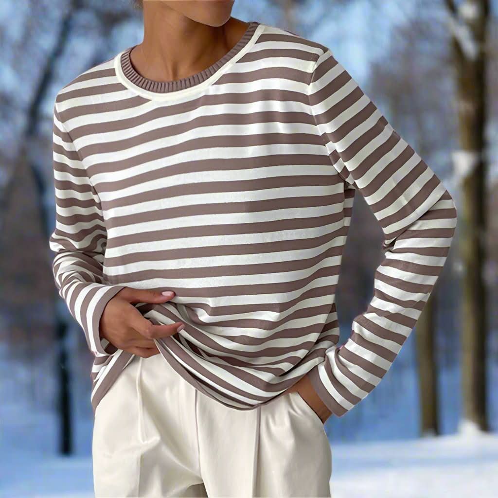 Haut rayé chic, confortable et classique pour femme