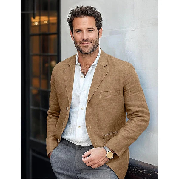 Blazer homme – Coupe ajustée – Léger et respirant – Revers cranté – Style chic casual