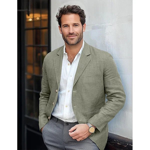 Blazer homme – Coupe ajustée – Léger et respirant – Revers cranté – Style chic casual