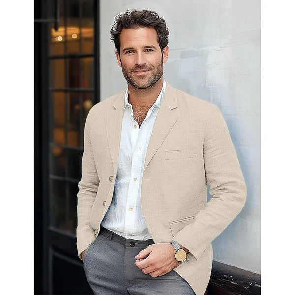 Blazer homme – Coupe ajustée – Léger et respirant – Revers cranté – Style chic casual