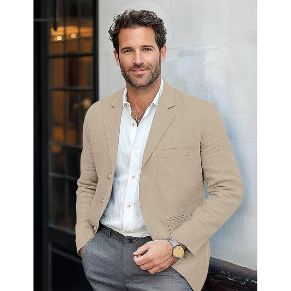 Blazer homme – Coupe ajustée – Léger et respirant – Revers cranté – Style chic casual