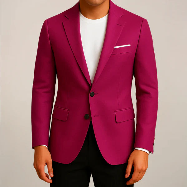 Veste homme – Coupe ajustée – Laine mélangée – Revers cranté – Fermeture deux boutons