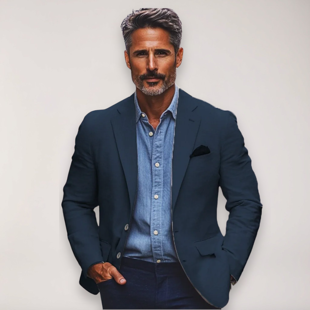 Blazer homme – Coupe ajustée – Mélange coton léger – Revers crantés – Style chic décontracté