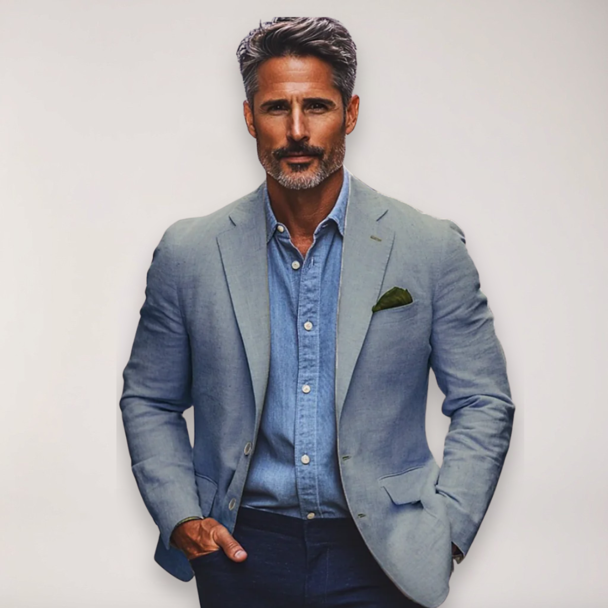 Blazer homme – Coupe ajustée – Mélange coton léger – Revers crantés – Style chic décontracté