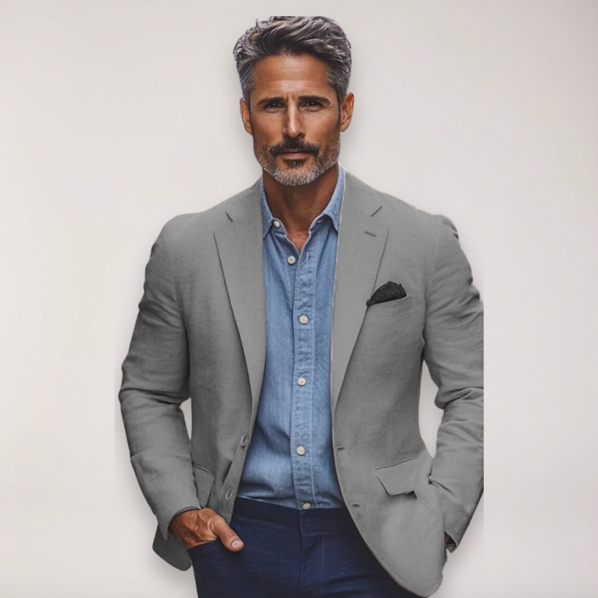 Blazer homme – Coupe ajustée – Mélange coton léger – Revers crantés – Style chic décontracté
