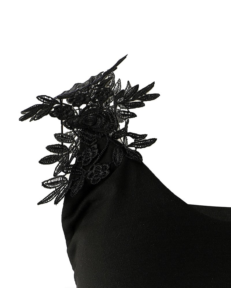 Robe Femme Sans Manches - Encolure Ronde - Détail Dentelle - Coupe Fluide Élégante