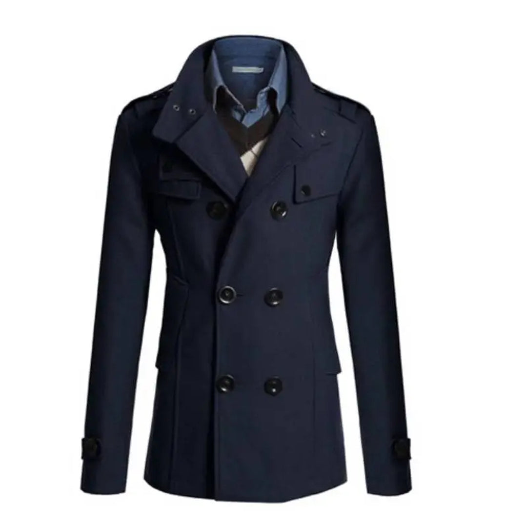 Manteau homme – Laine mélangée – Coupe structurée – Double boutonnage formel