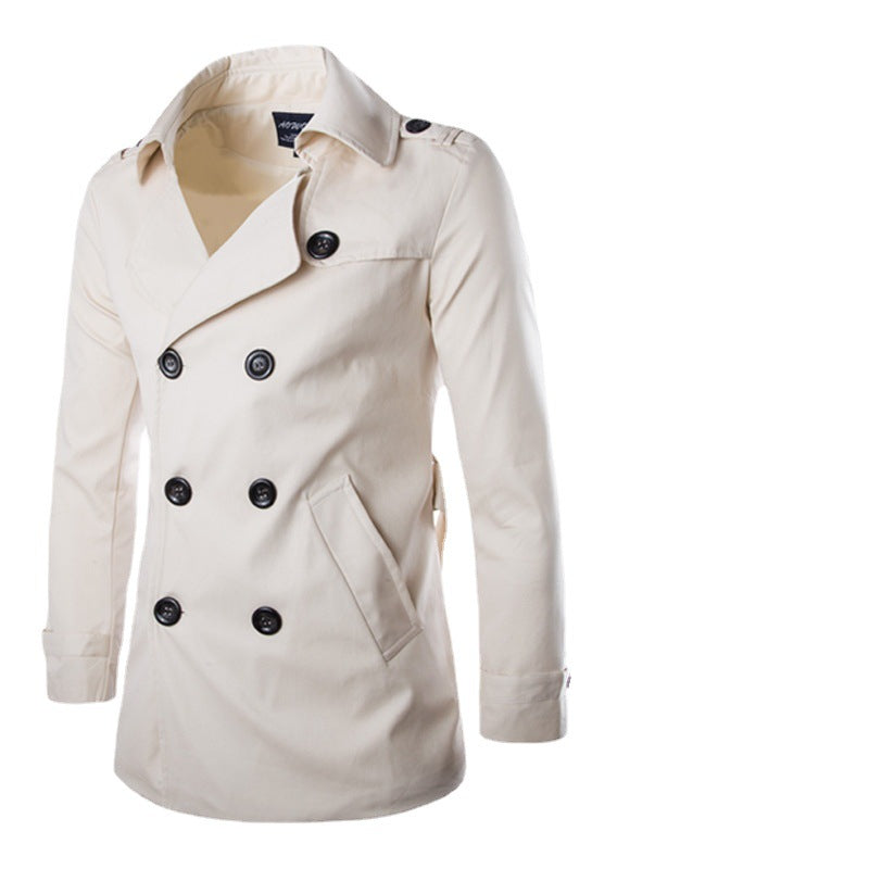 Manteau homme – Coupe ajustée – Coton – Double boutonnage – Épaaulettes – Poches