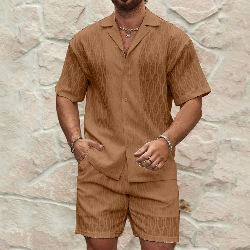 Ensemble Homme Décontracté – Chemise à Boutons et Short – Coton Léger Respirant