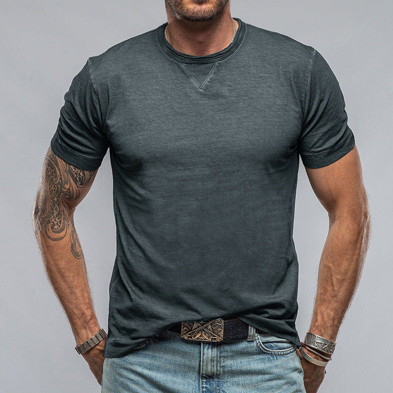 T-shirt homme – Coupe décontractée – Coton doux – Manches courtes – Col rond classique