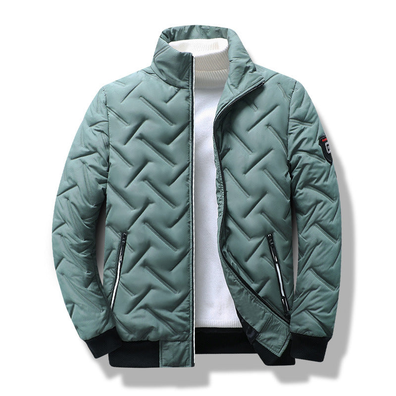 Blouson matelassé homme – Coupe slim – Col montant – Poches zippées – Ourlets côtelés