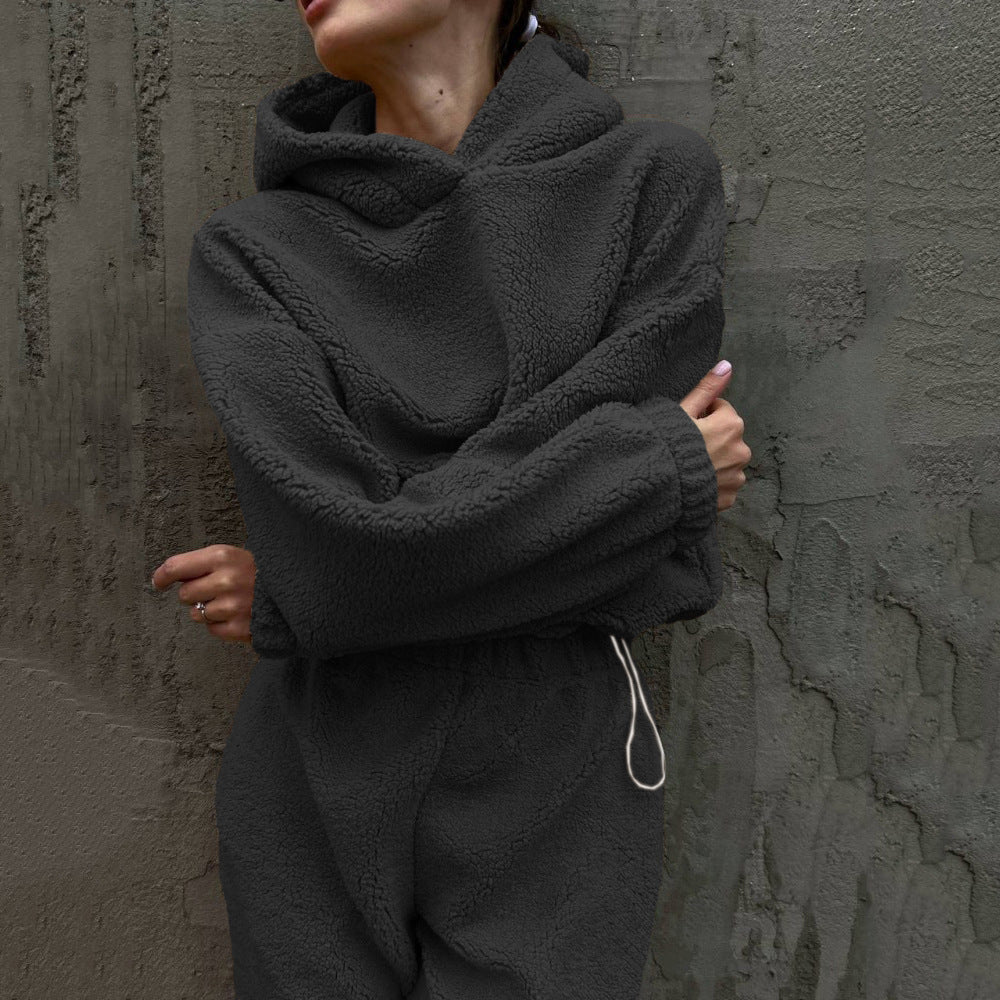 Ensemble Loungewear Femme – Coupe Décontractée – Fleece Doux – Taille Haute Ajustable