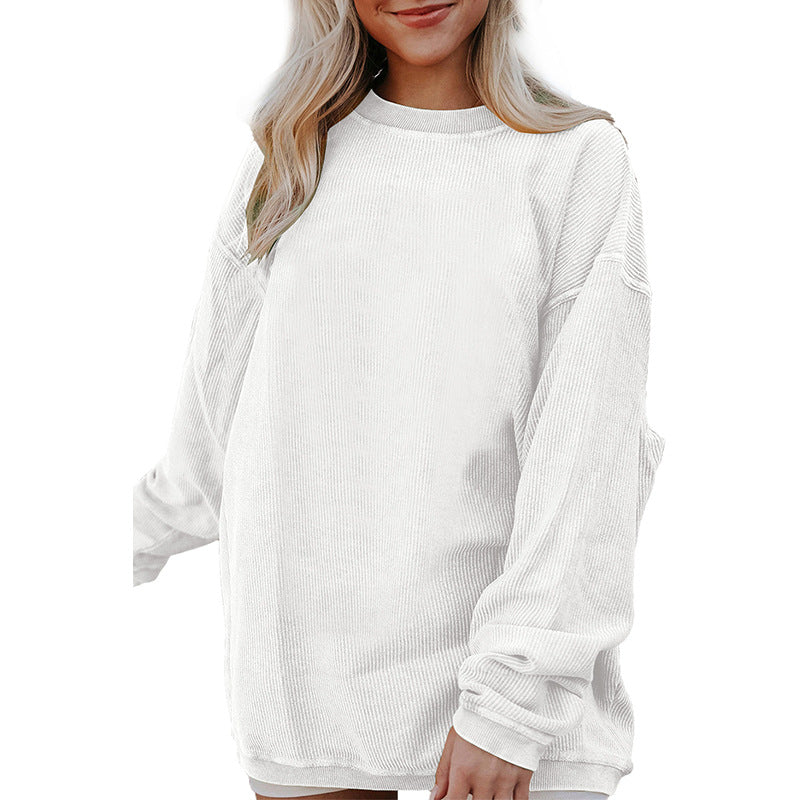 Sweat-shirt femme – Coupe oversize – Manches longues – Col rond – Coton doux