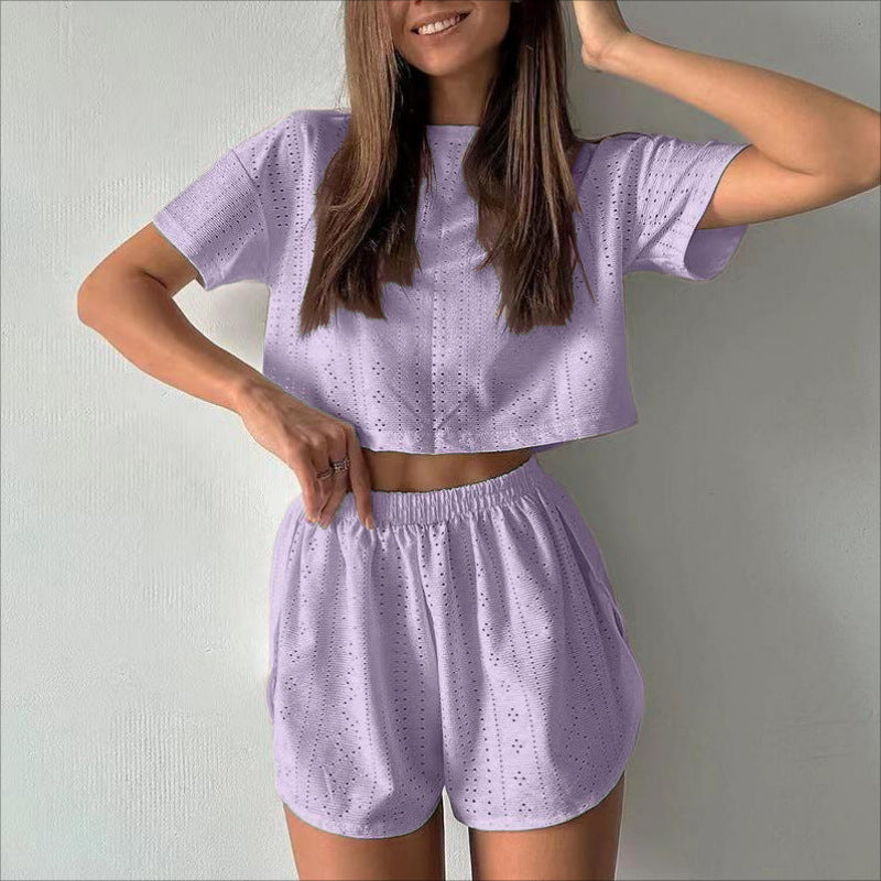 Ensemble Deux Pièces Femme – Crop Top et Short – Tissu Respirant – Coupe Décontractée