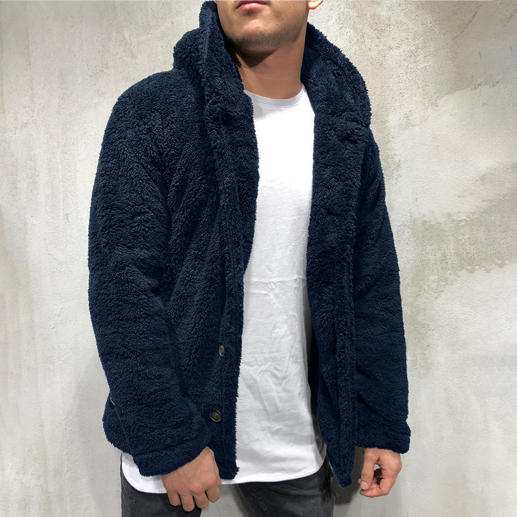 Veste à capuche homme – Polaire douce – Coupe décontractée – Fermeture à boutons