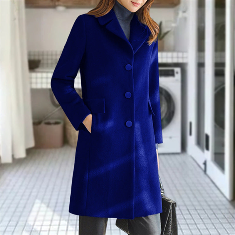 Manteau trench femme – Coupe cintrée – Laine – Longueur genoux – Col à revers