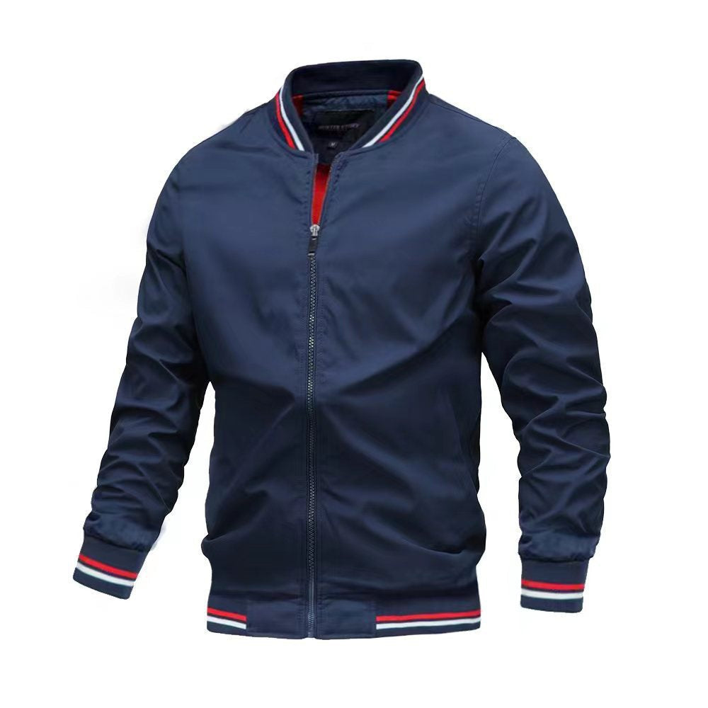 Veste homme – Coupe slim – Col montant – Ourlets côtelés – Fermeture zippée