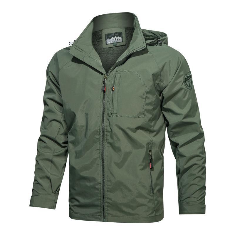 Veste à capuche homme – Coupe structurée – Tissu coupe-vent – Poches zippées