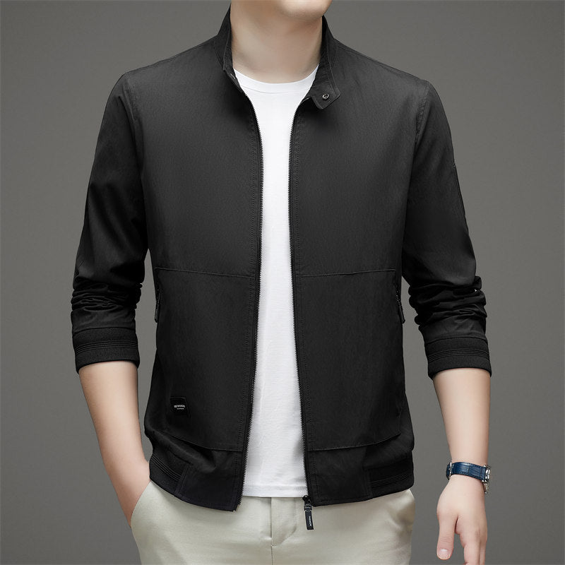 Veste homme – Coupe regular – Col montant – Fermeture zippée – Ourlet côtelé