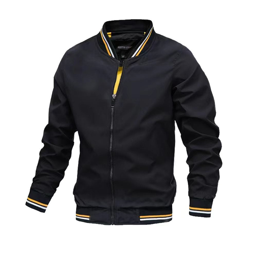 Veste homme – Coupe slim – Col montant – Ourlets côtelés – Fermeture zippée