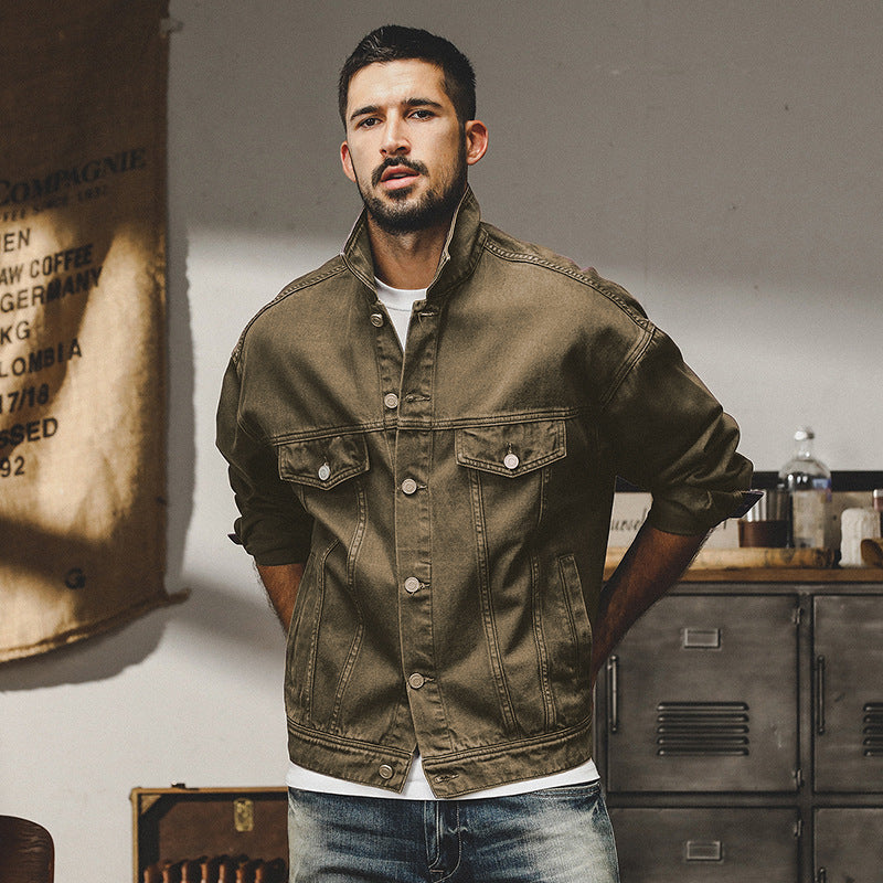 Veste en jean homme – Coupe décontractée – Fermeture boutonnée – Poches à rabat