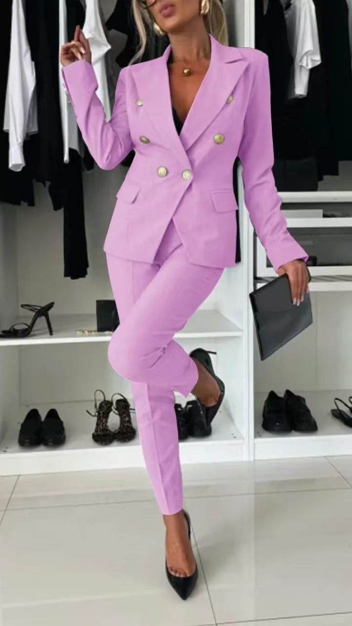 Veste blazer femme – Coupe slim – Double boutonnage – Revers tailleur – Style habillé