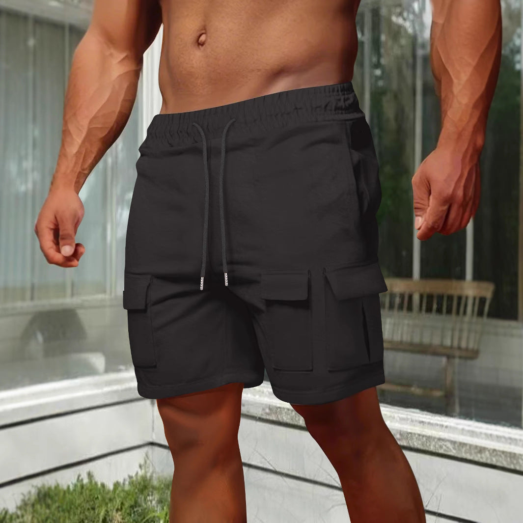 Short cargo homme – Coupe décontractée – Tissu respirant – Taille élastique – Poches utilitaires