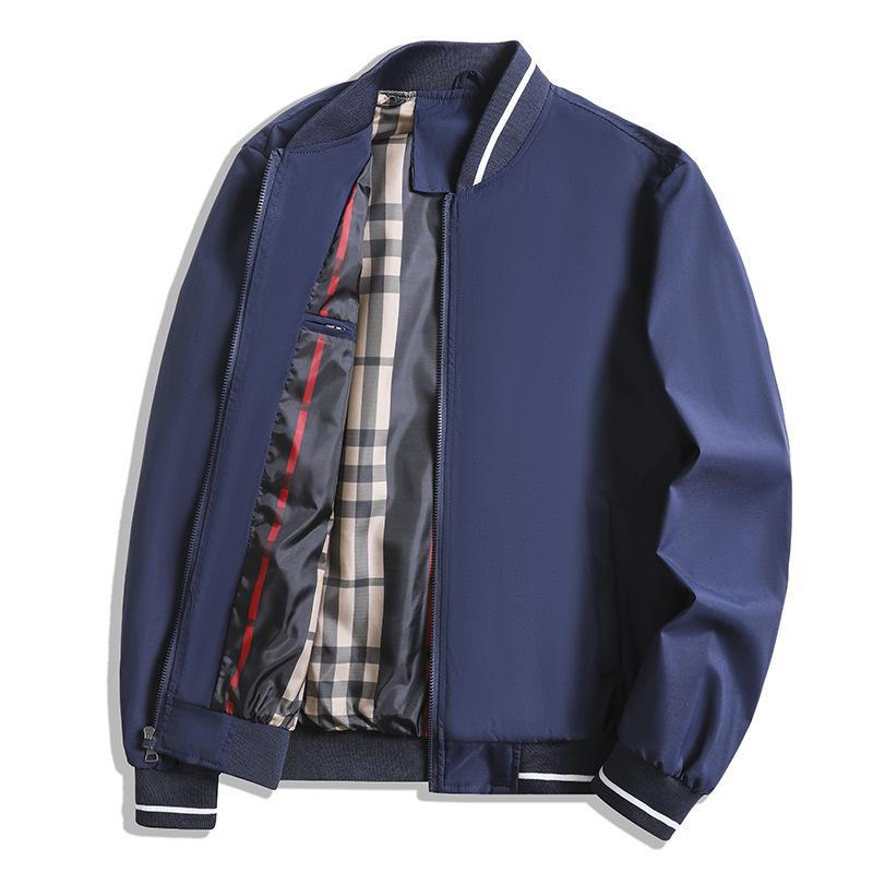Veste homme – Coupe décontractée – Col et poignets côtelés – Fermeture zippée – Doublure à carreaux